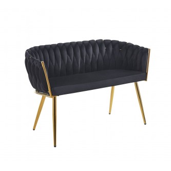 Sofa SF2-FX Velvet Riviera 100 | Czarna | Pleciona | Złoty Stelaż