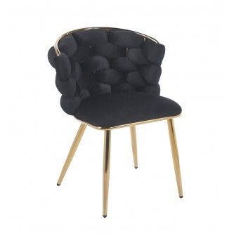 Krzesło Velvet K47-FX (G) Riviera 100 | Czarne | Złoty Stelaż