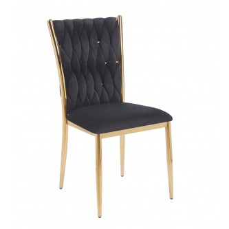 Krzesło Velvet K37-FX (G) Riviera 100 | Czarne | Złoty Stelaż | Glamour