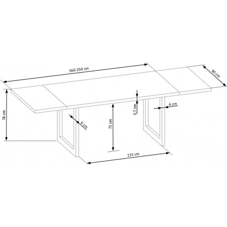RADUS 160x90 MDF + okleina naturalna kolor: dąb naturalny (2p1szt)