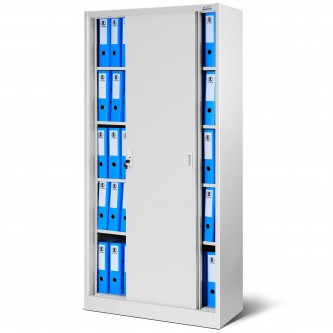Biurowa szafa metalowa z drzwiami przesuwnymi KUBA 900 x 1850 x 400 mm, szara