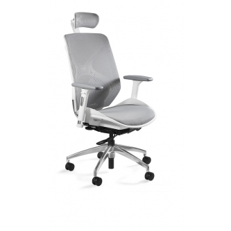 Fotel Ergonomiczny HERO WHITE | Cały w Siatce Szarej | Mechanizm SYNCHRON