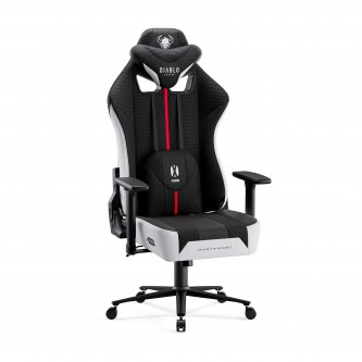 Fotel gamingowy materiałowy biało-czarny: Diablo X-Player 2.0 Normal Size