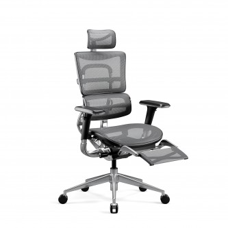 Fotel ergonomiczny biurowy z podnóżkiem Diablo V-Master, czarno-szary