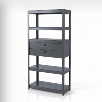 Regał metalowy z szufladami antracytowy, 1800x800x420 mm: JOHNNY