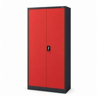 Szafa metalowa ze schowkiem antracytowo-czerwona, 900x1850x450 mm: TOMASZ