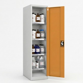 Szafa chemiczna na chemikalia BHP typu słupek szaro-żółta: PETER, 500 x 1850 x 400 mm