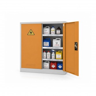 Szafa chemiczna na chemikalia BHP niska szaro-żółta: IRENE, 1000 x 1040 x 400 mm