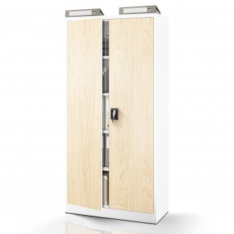 Szafa biurowa metalowa wysoka na dokumenty biała/dąb sonoma, 900x1950x400 mm: JAN H Eco Design