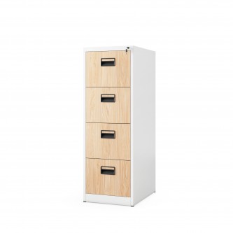Szafa kartotekowa metalowa z 4 szufladami biała/dąb sonoma, 460x1320x620 mm: SARA Eco Design