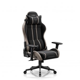 Fotel gamingowy materiałowy czarno-beżowy Diablo X-One 2.0 Camel Black Small