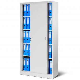 Szafa biurowa metalowa z drzwiami przesuwnymi szara, 900x1850x400 mm: KUBA