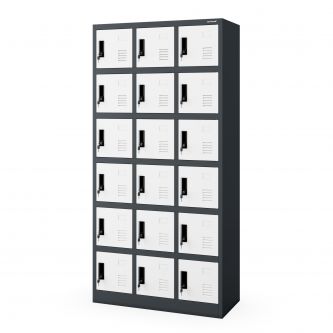 Szafka pracownicza skrytkowa 18-skrytkowa antracytowo-biała, 900x1850x400 mm: KAROL