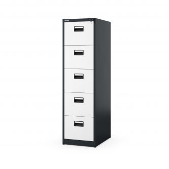 Szafa kartotekowa metalowa z 5 szufladami antracytowo-biała, 460x1625.5x620 mm: SARA
