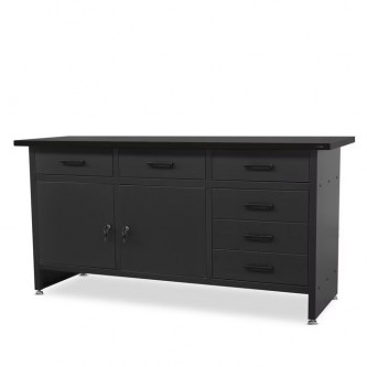 Stół warsztatowy z szufladami czarny, 1700x850x600 mm: HENRY All Black