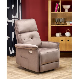 SEMIR fotel z funkcja elektrycznego rozkładania / gniazdo USB, mokka (2p1szt)
