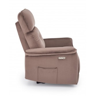 SEMIR fotel z funkcja elektrycznego rozkładania / gniazdo USB, mokka (2p1szt)