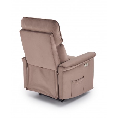 SEMIR fotel z funkcja elektrycznego rozkładania / gniazdo USB, mokka (2p1szt)
