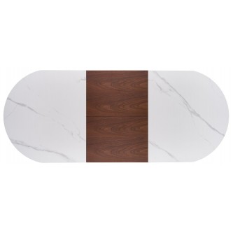 GIBSON stół rozkładany, biały marmur / orzechowy / złoty (3p1szt)