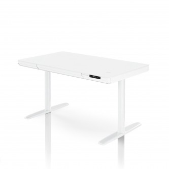 Biurko elektryczne sit-stand z szufladą i ładowarką bezprzewodową Qi białe, 1200 mm: ELLIS