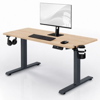 Biurko elektryczne z regulacją wysokości ergonomiczne antracytowe/dąb sonoma,1400x700 mm: ARIA
