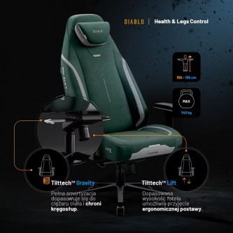Fotel gamingowy zielony z magnetycznym zagłówkiem Normal Size: Diablo X-Eye Prime Forest Green