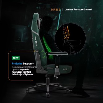 Fotel gamingowy zielony z magnetycznym zagłówkiem Normal Size: Diablo X-Eye Prime Forest Green