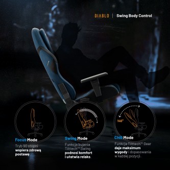 Fotel gamingowy niebieski z chłodzącym siedziskiem, Normal Size: Diablo X-One Prime Meta Ocean