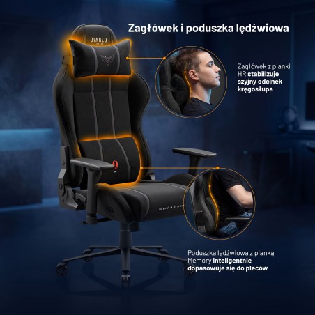 Fotel gamingowy Diablo X-One 2.0 Burned Black – GentlePro™