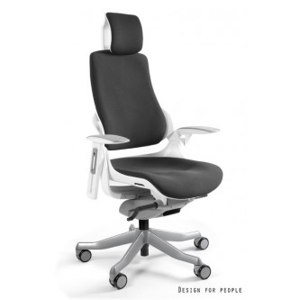 Fotel Ergonomiczny WAU | Biała Rama | Czarna Tkanina |