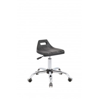 Taboret Specjalistyczny WORKER Chrome Steel PU | Czarny | Chromowana Podstawa