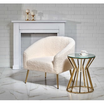 GRIFON fotel wypoczynkowy kremowy / złoty