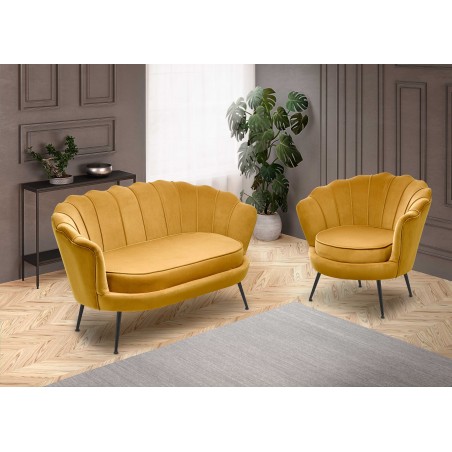 AMORINITO 2 XL fotel wypoczynkowy musztardowy / złoty