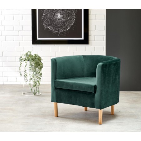 CLUBBY 2 fotel wypoczynkowy ciemny zielony / naturalny (1p1szt)