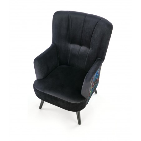 PAGONI fotel wypoczynkowy czarny (tkanina Bluvel 19)