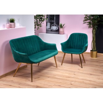 ELEGANCE 2 fotel wypoczynkowy tapicerka - ciemny zielony, nogi - złote (1p1szt)