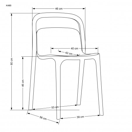 K490 krzesło plastik czarny(1p4szt)