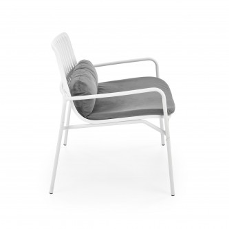 MELBY fotel wypoczynkowy, stelaż - biały, tapicerka - popielaty (2p6szt)