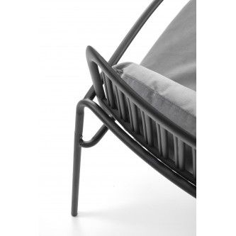 MELBY fotel wypoczynkowy, stelaż -czarny, tapicerka - popielaty (2p6szt)