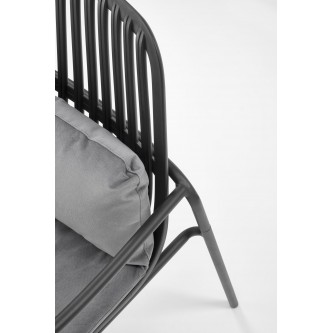 MELBY fotel wypoczynkowy, stelaż -czarny, tapicerka - popielaty (2p6szt)