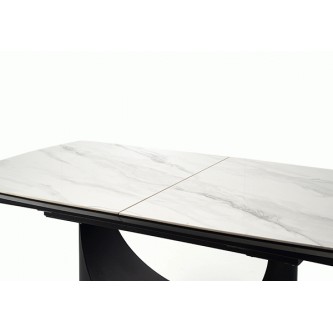 OSMAN stół rozkładany, biały marmur / czarny