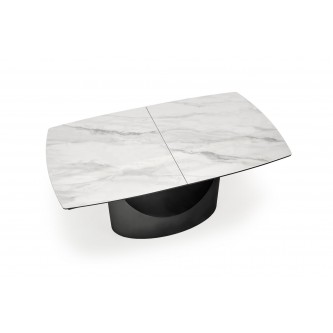 OSMAN stół rozkładany, biały marmur / czarny