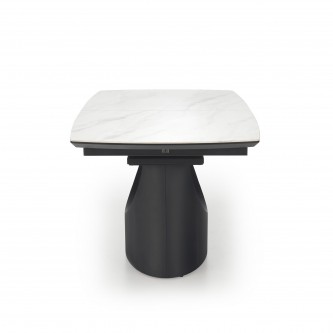 OSMAN stół rozkładany, biały marmur / czarny
