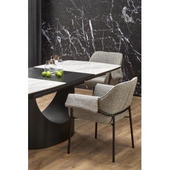 OSMAN stół rozkładany, biały marmur / czarny