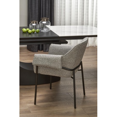 OSMAN stół rozkładany, biały marmur / czarny