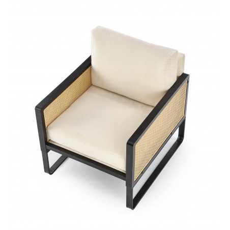 ILARIO fotel wypoczynkowy, czarny / naturalny