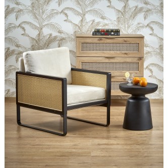 ILARIO fotel wypoczynkowy, czarny / naturalny