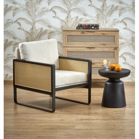 ILARIO fotel wypoczynkowy, czarny / naturalny