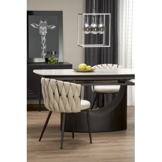 OSMAN stół rozkładany, biały marmur / czarny