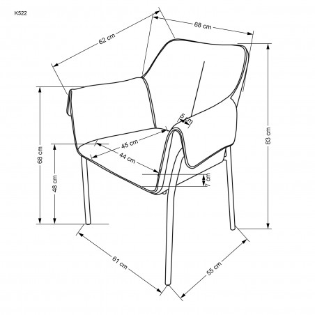 K522 krzesło popielaty (1p2szt)